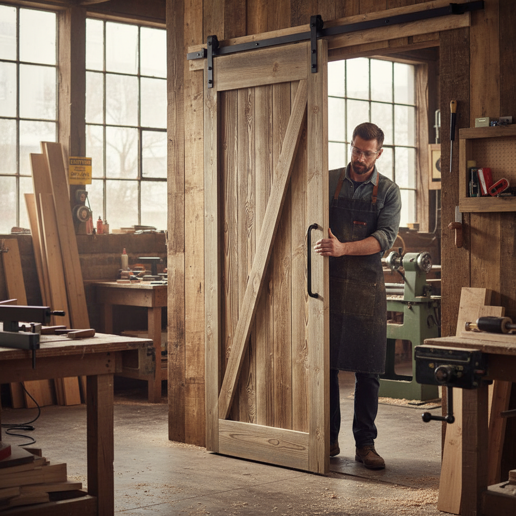 Carbonised Internal Pine 1 Panel Brace Sliding Barn Door