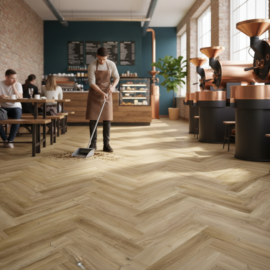 2mm UV Coated Luxury Vinyl Flooring in Herringbone Pattern