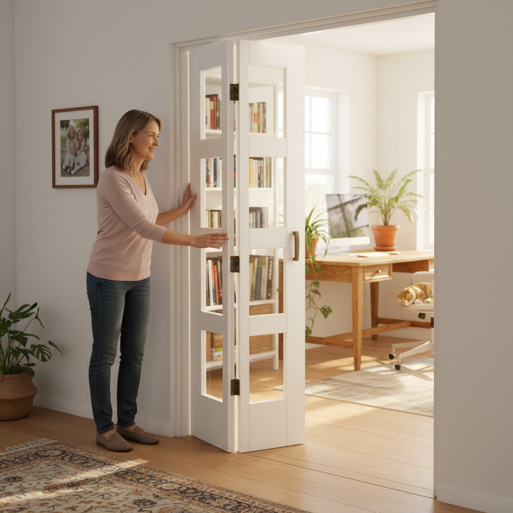 Internal Bi-fold Shaker Door with 8 Clear Glass Panes, So...