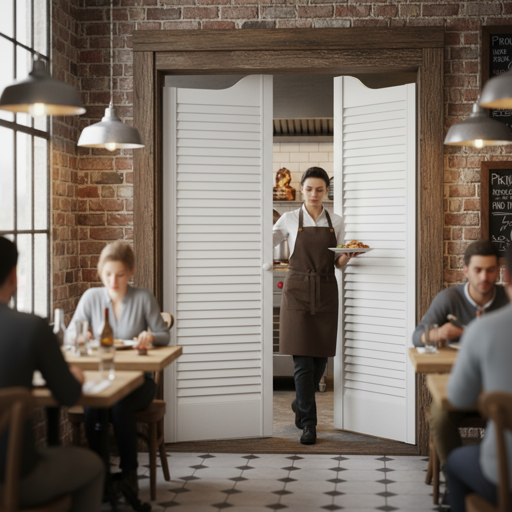 28mm White Painted Cafe Style Ranch Louvre Door Pair | Ventilation | Internal