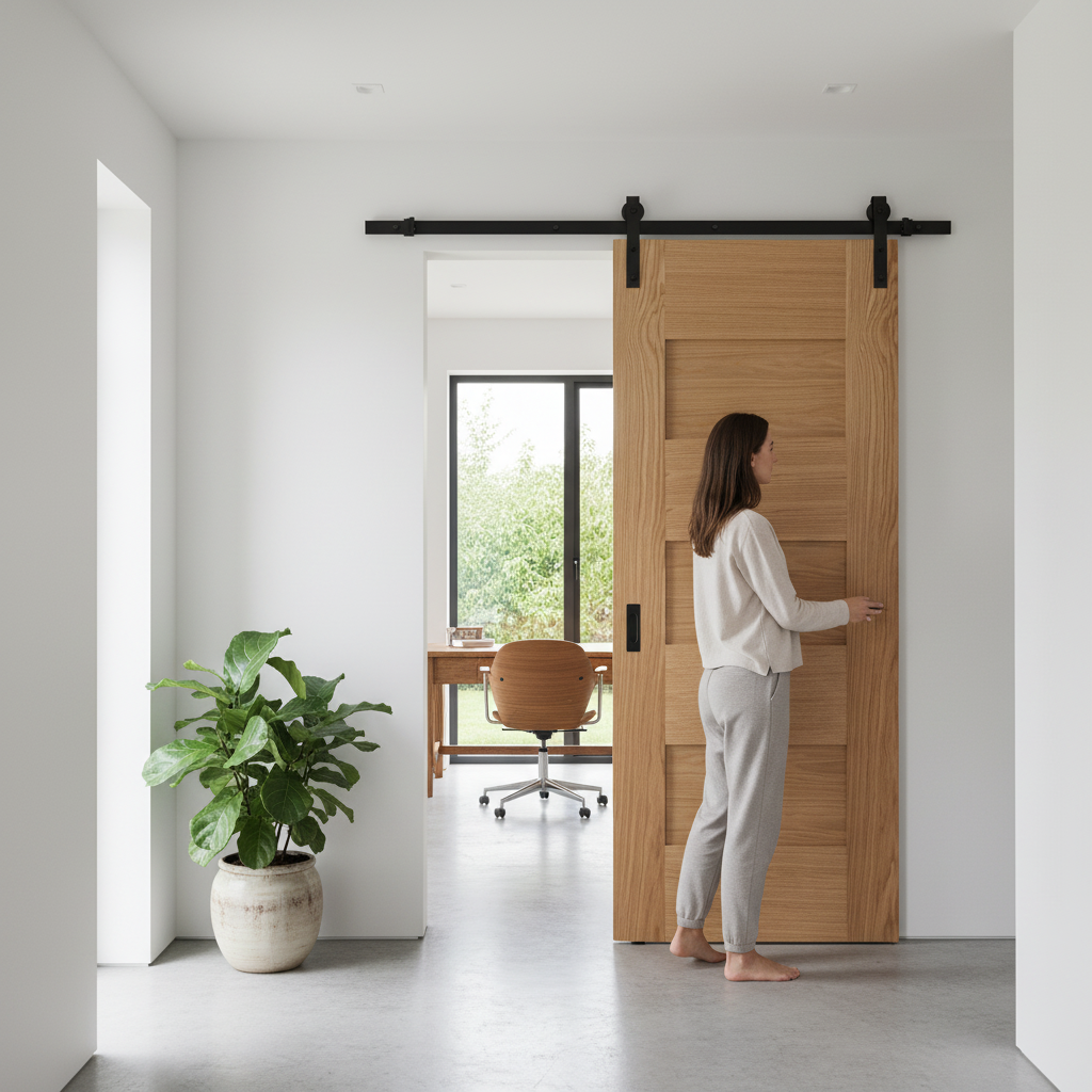 Oak Internal Fully Finished 7 Panel Sliding Door