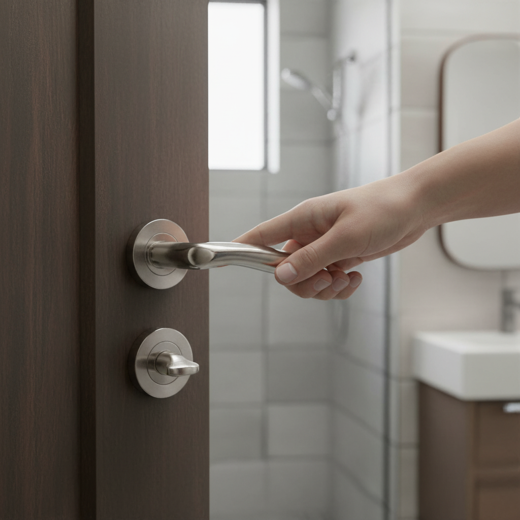 Lancer Lever On Round Rose Bathroom Handle Set