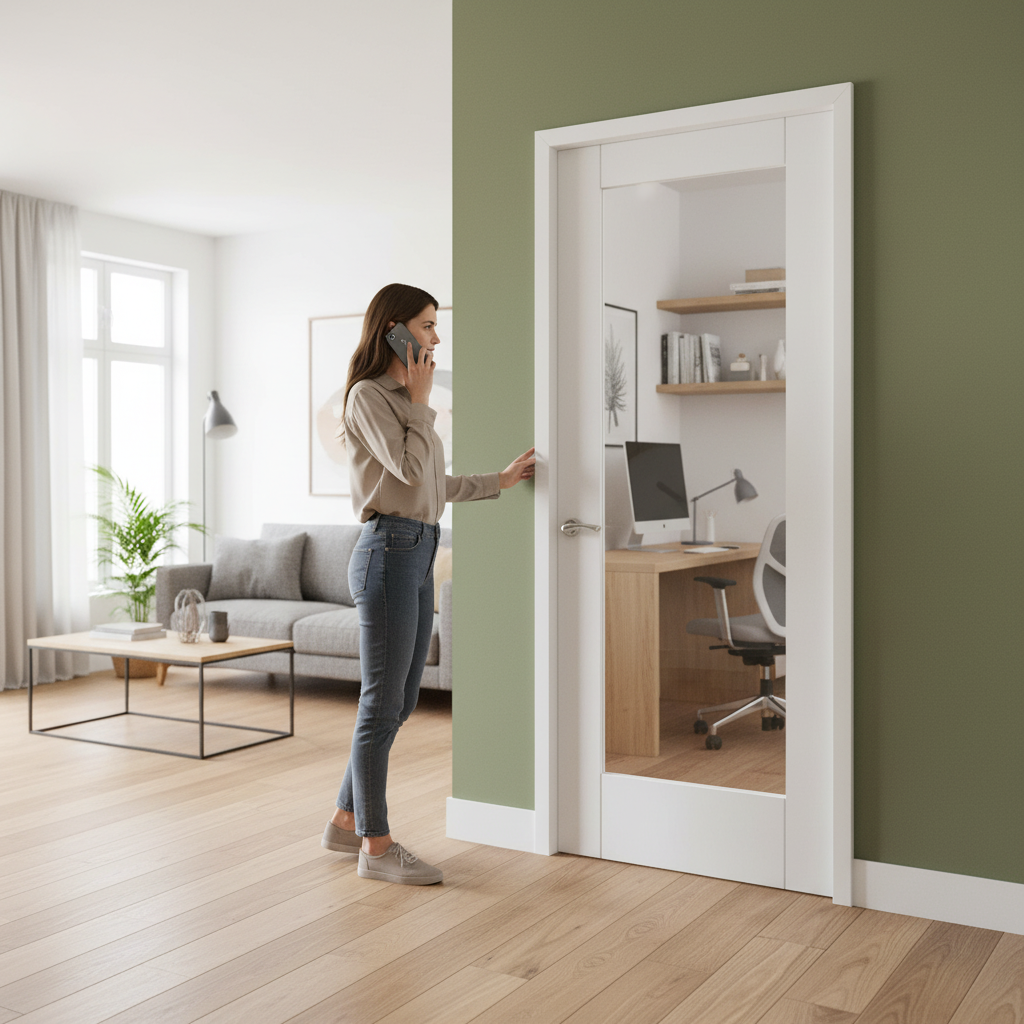 Premium Made-to-Measure Internal Door with Clear Glass Pane - Custom Size, White Primed Finish, Solid Engineered Core