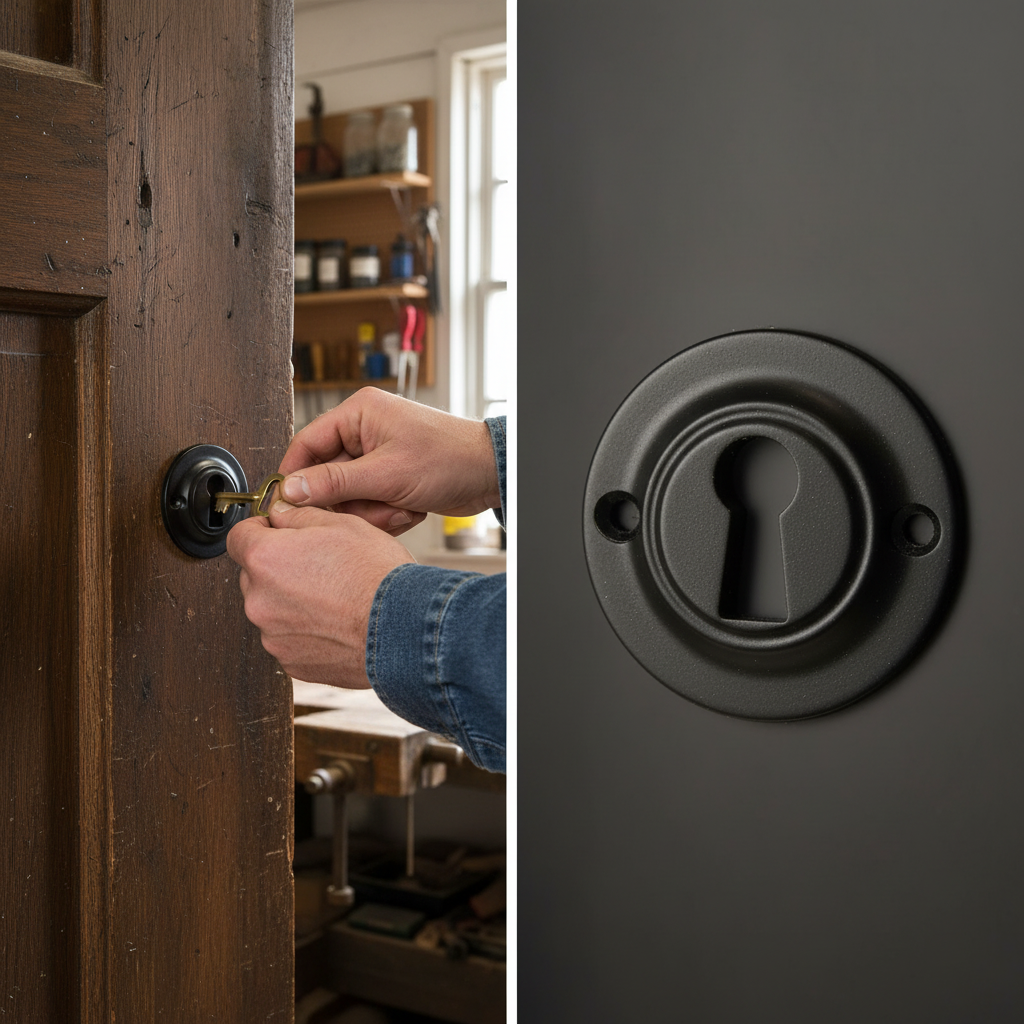 Solid Brass Open Key Hole Escutcheon in Matt Black Finish
