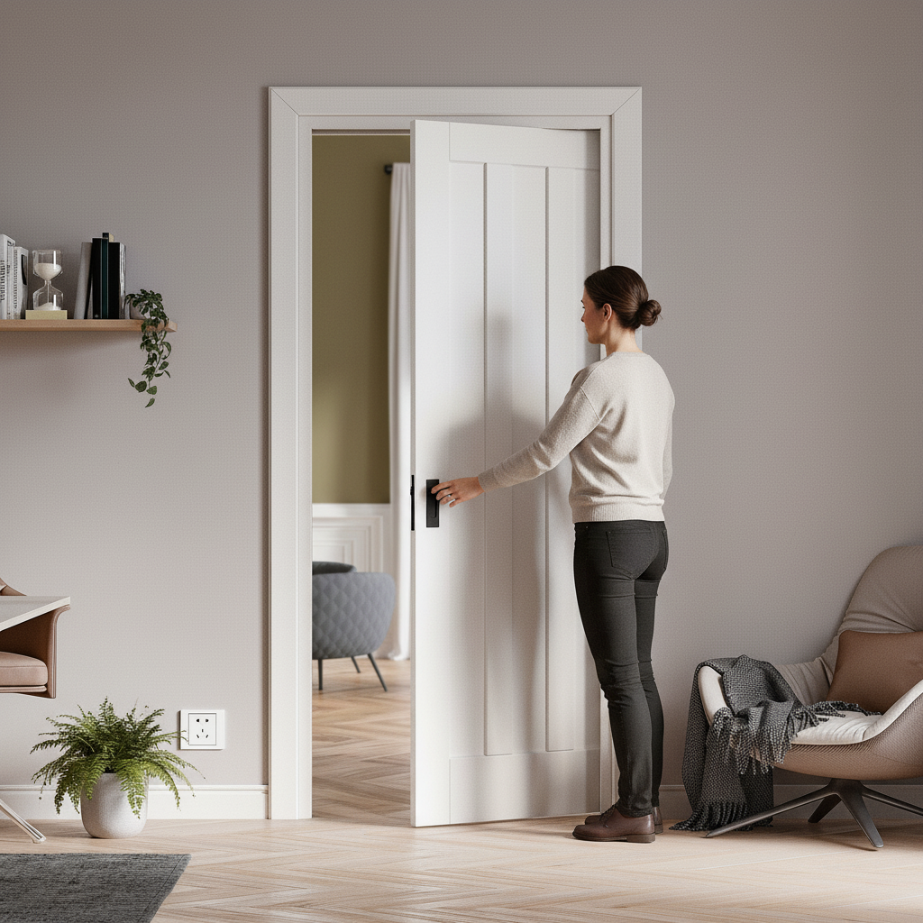 White Primed Internal 3 Panel Framed Pocket Door Set