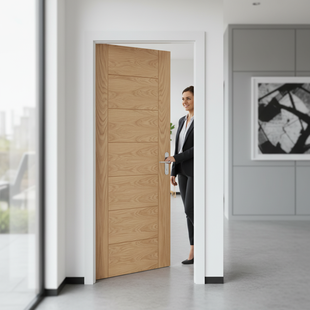 Premium Made-to-Measure Internal Oak Door with Solid Engineered Core for Custom Fit and Hassle-Free Installation