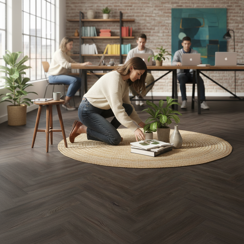 Premium Herringbone SPC Vinyl Flooring 5.5mm with Waterproof Surface and 0.55mm Wear Layer for Durable Installation