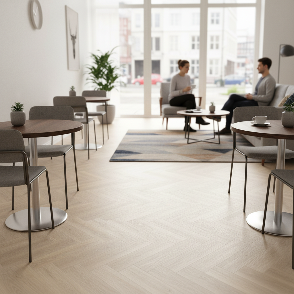Premium Herringbone Vinyl Flooring 5.5mm Rigid Core with Waterproof Surface and 4v Bevelled Edge Design