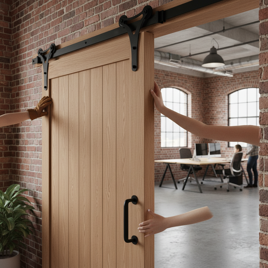 Double Roller Sliding Barn Door Track Bracket Pair