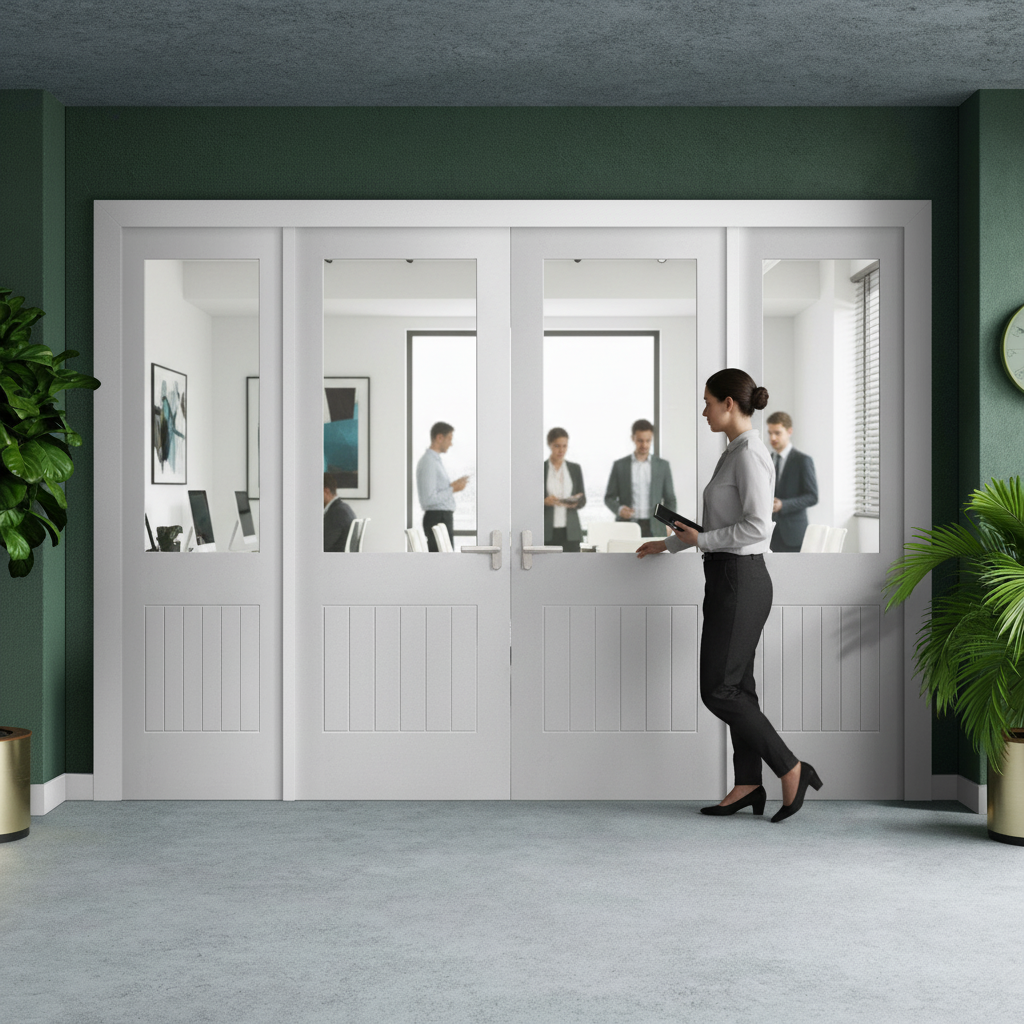 Internal Room Divider Set with Clear Glass Panels