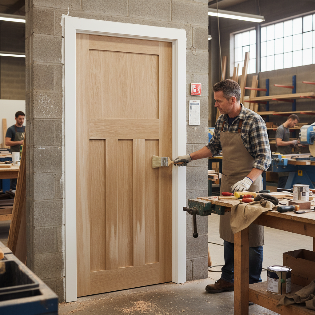 Unfinished 1930's DX 4 Panel FD30 Fire Door