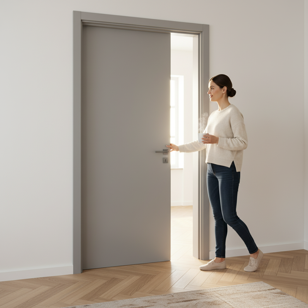 Premium Internal Fully Finished 1 Panel Slim Line Shaker Door with Light-Enhancing Design and Cost-Effective Timber Construction