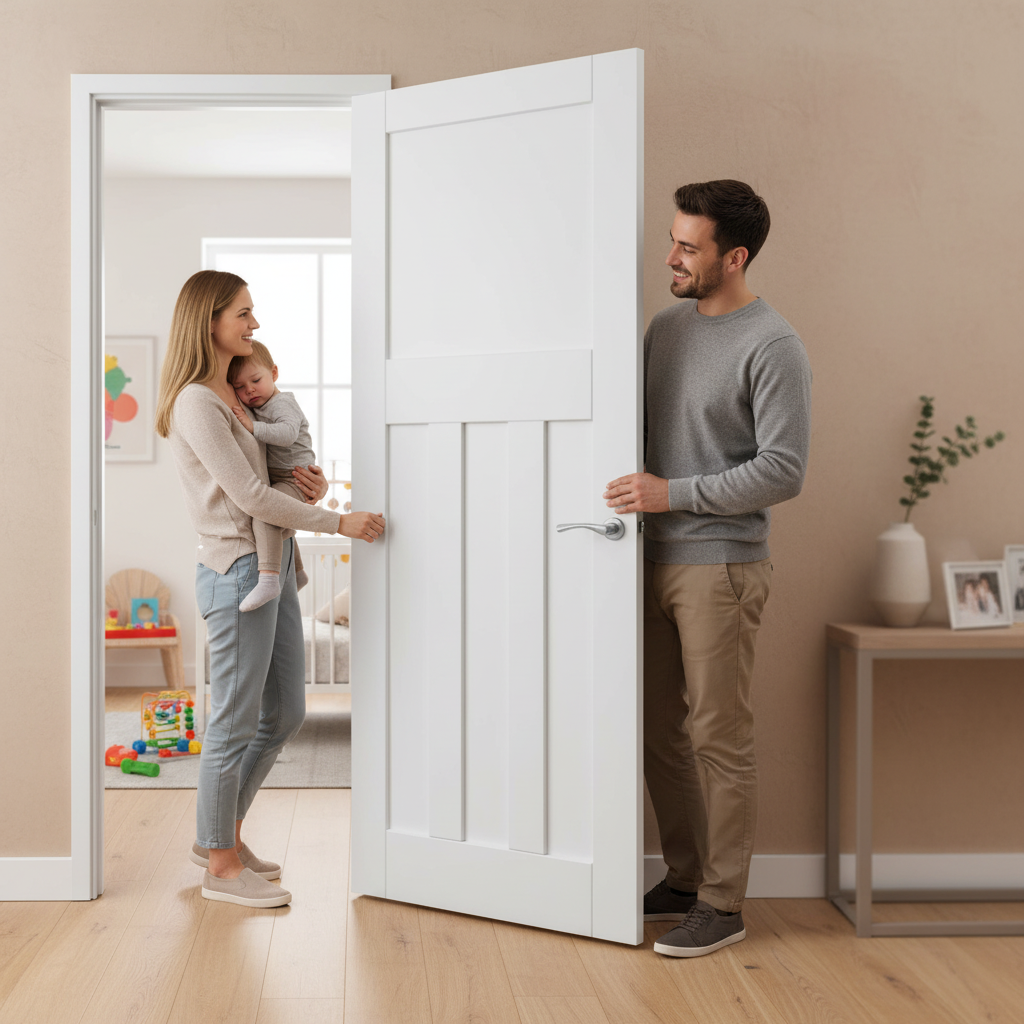 Internal Primed 1930's Fire Door with 4 Panels, FD30 Fire...