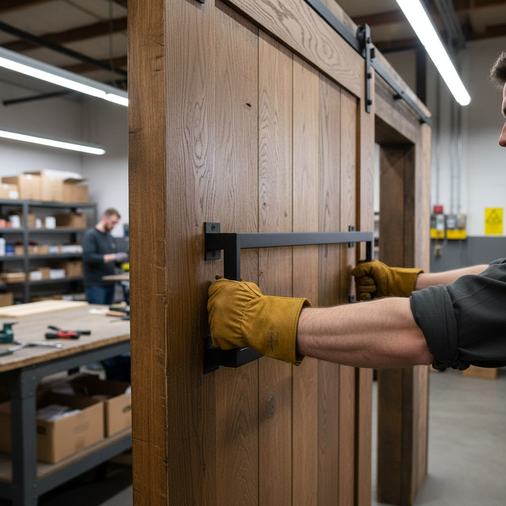 Matt Black Studio Pull Handle Set | Magnetic Device | Industrial Style Doors