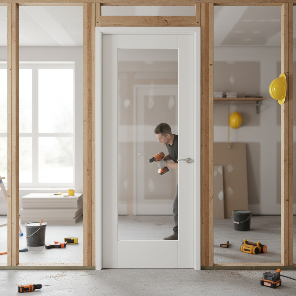 Internal Pattern 10 Clear Glass Door - White Primed, Soli...