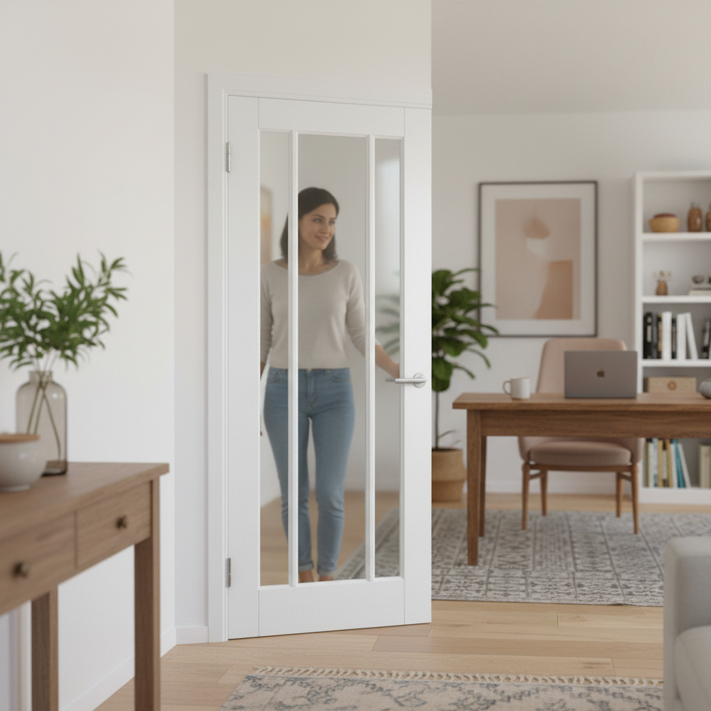 Premium Made-to-Measure Internal Door with 3 Light Obscure Glass Panels for Enhanced Privacy and Illumination