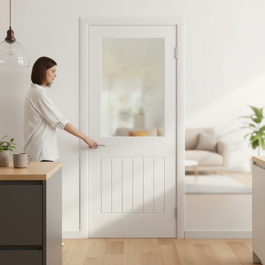 Premium Internal Primed Cottage Door with 1 Light Obscure Glass - Custom Made-to-Measure for Perfect Fit