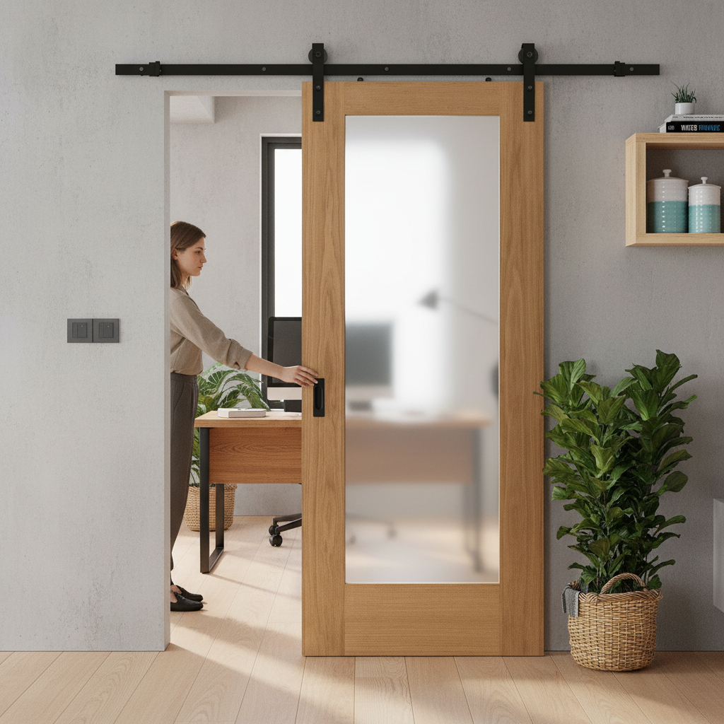 Internal Unfinished Sliding Door with Obscure Glass Pane ...