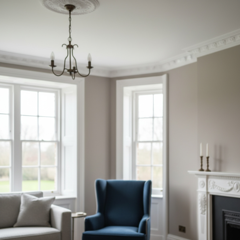 2.4m White Painted Decorative Coving 14mm x 67mm