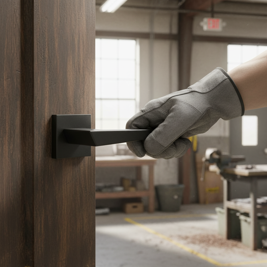 Designer Square Lever Door Handle in Matt Black Finish