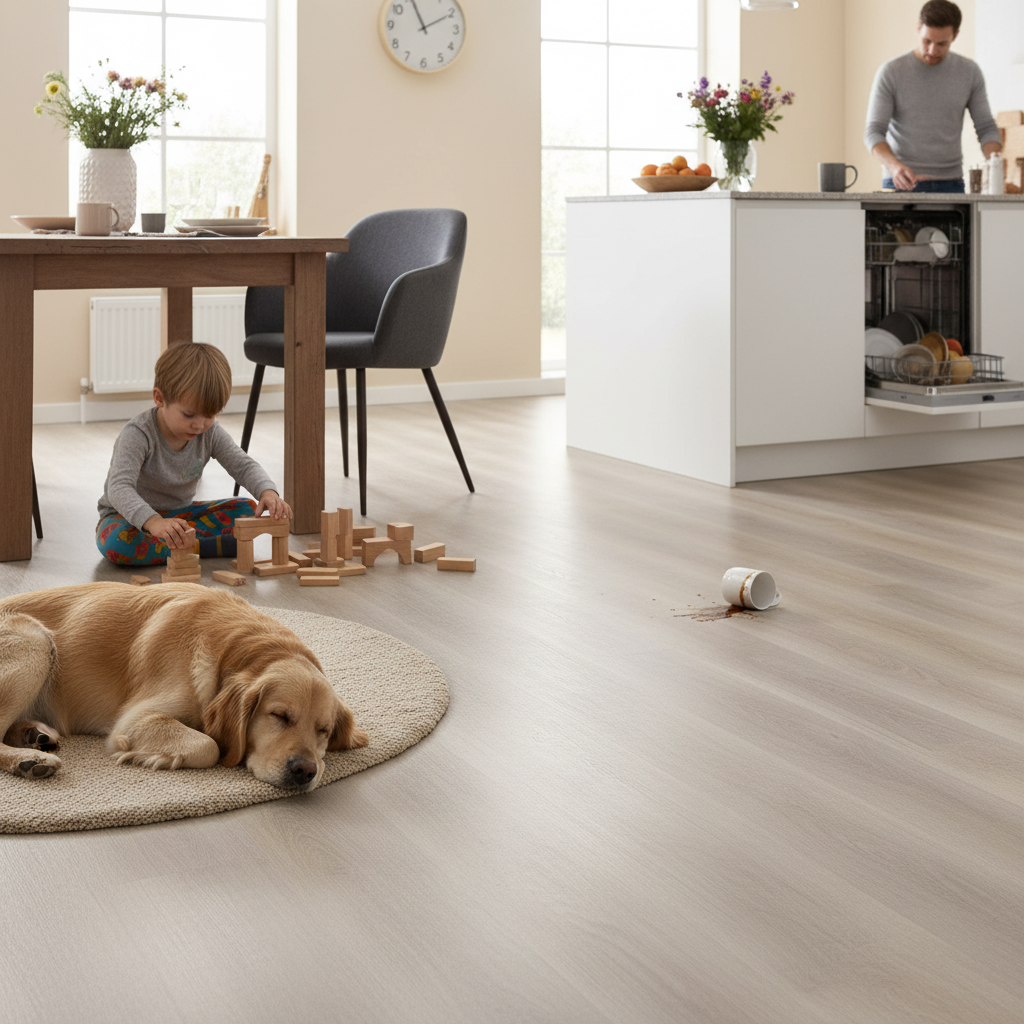 Premium 6mm Rigid Core Vinyl Flooring - Waterproof with Click Fitting System and Built-In Underlay for Humid Areas