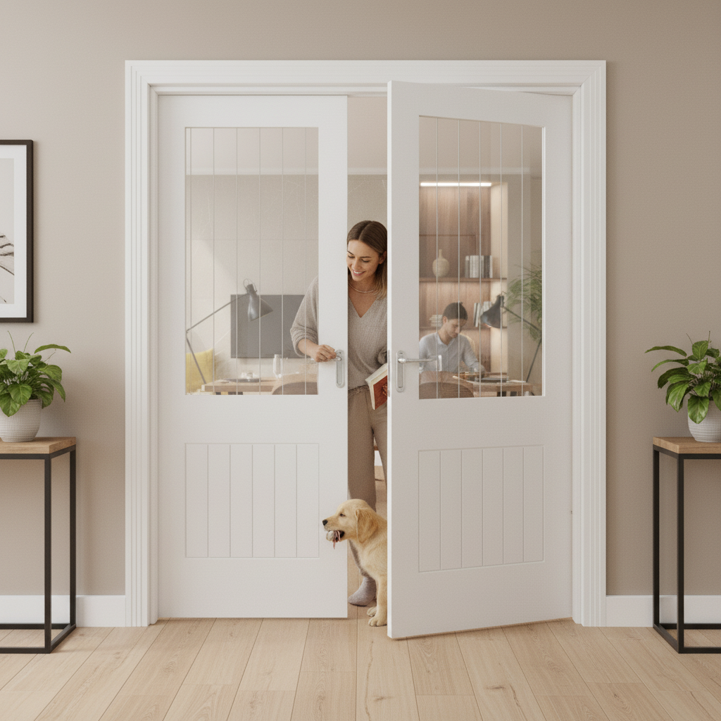 Internal Cottage Door Pair with Etched Glass