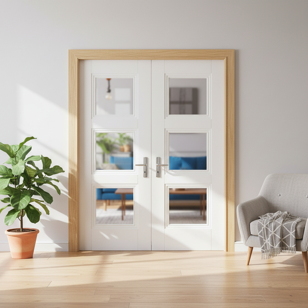 Internal White Primed Elegance 3 Light Clear Glass Door P...