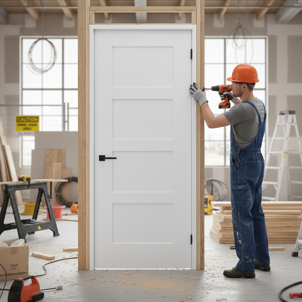 Internal Primed Flat Shaker 4 Panel Door
