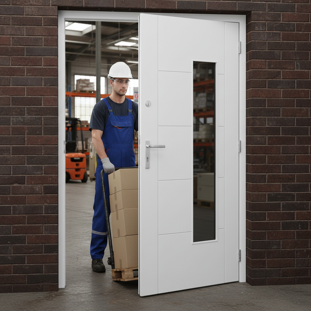 External White Painted Composite Door with Obscure Glass ...