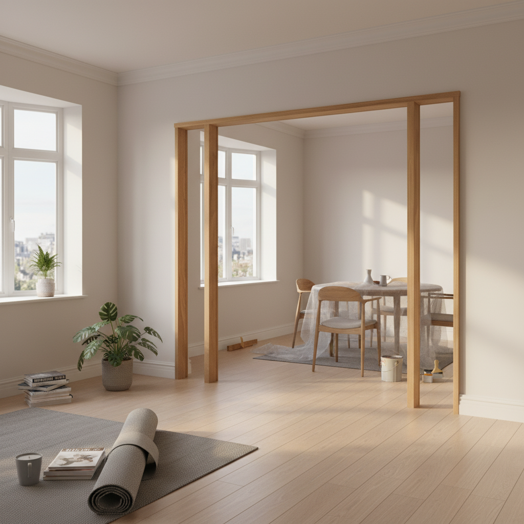Premium Unfinished Room Divider Door Frame Kit for 35mm Doors - Customizable Oak Frame for Easy Installation