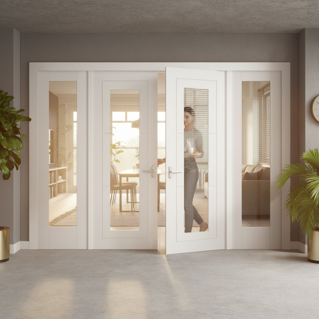 Internal Room Divider Set with Clear Glass Panels - Elega...