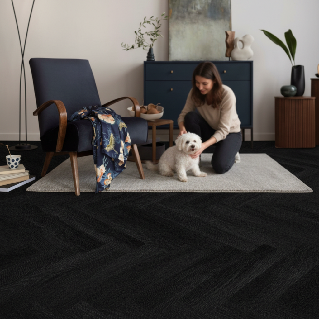 Premium Herringbone Vinyl Flooring 5.5mm Rigid Core with Waterproof Surface and Valinge 5G-i Click Fitting System