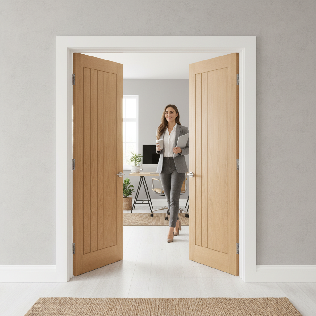 Internal Oak Fully Finished Pair Door Set