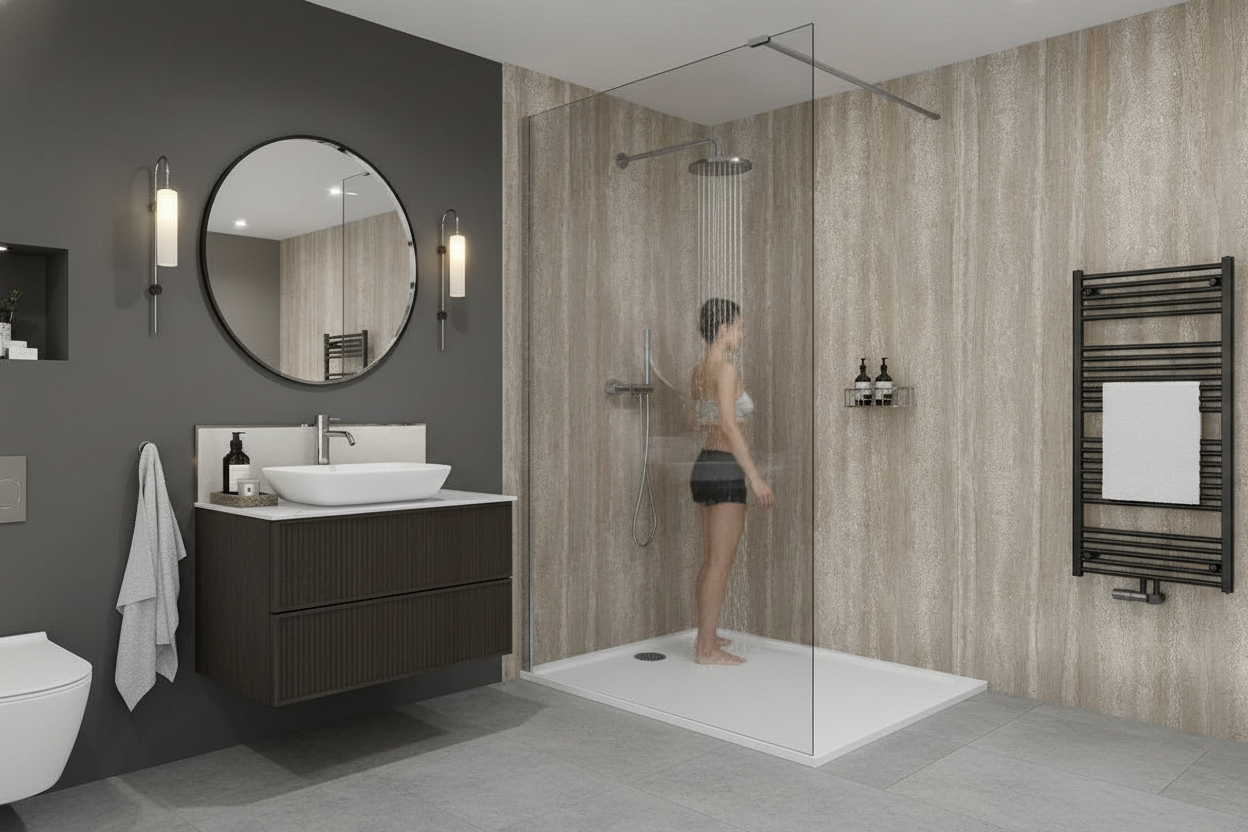 Waterproof Wall Panelling 2420 x 600mm with Marble Effect