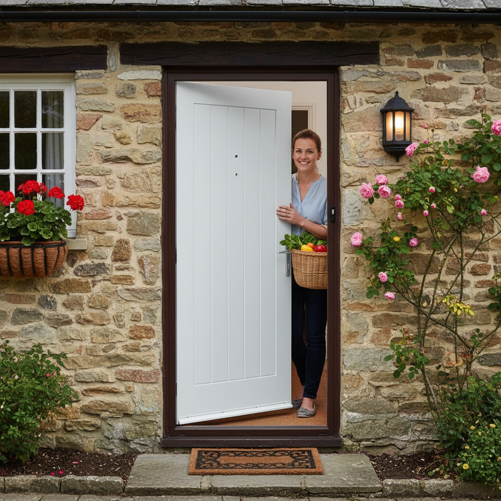 External White Painted Composite Door - Customizable, Dur...