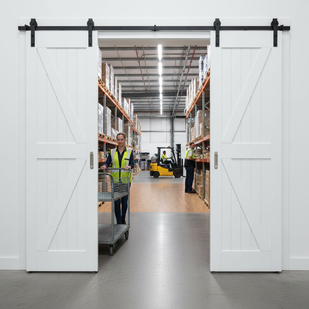 Internal White Primed Barn FLB Pair Door Set