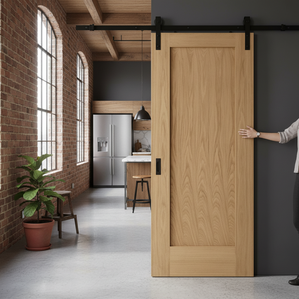 Unfinished Oak Pattern 10 1P Sliding Door Set