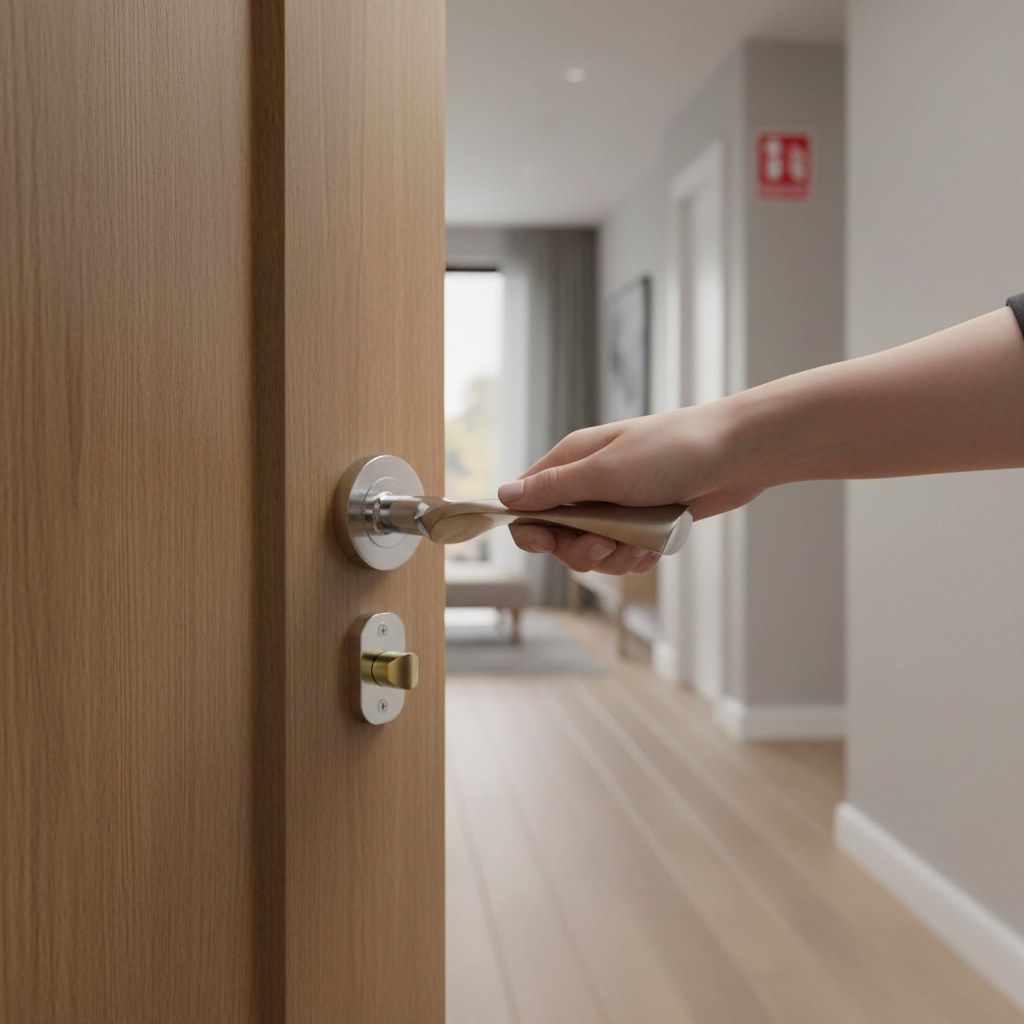 Fire Rated Lever Handle Set with Radius Corner Rose - Two...