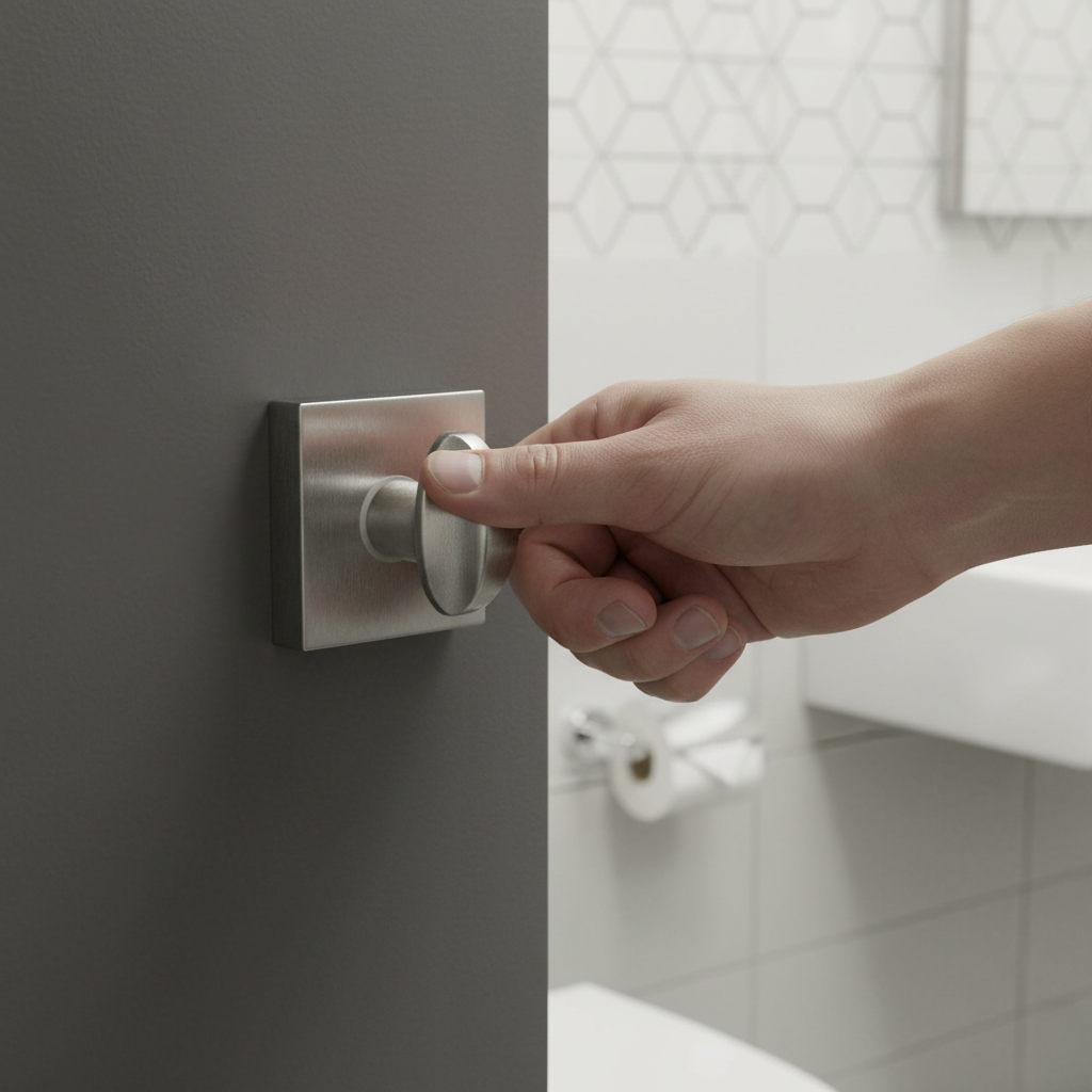 WC Turn and Release Lock on Minimal Square Rose - Satin C...