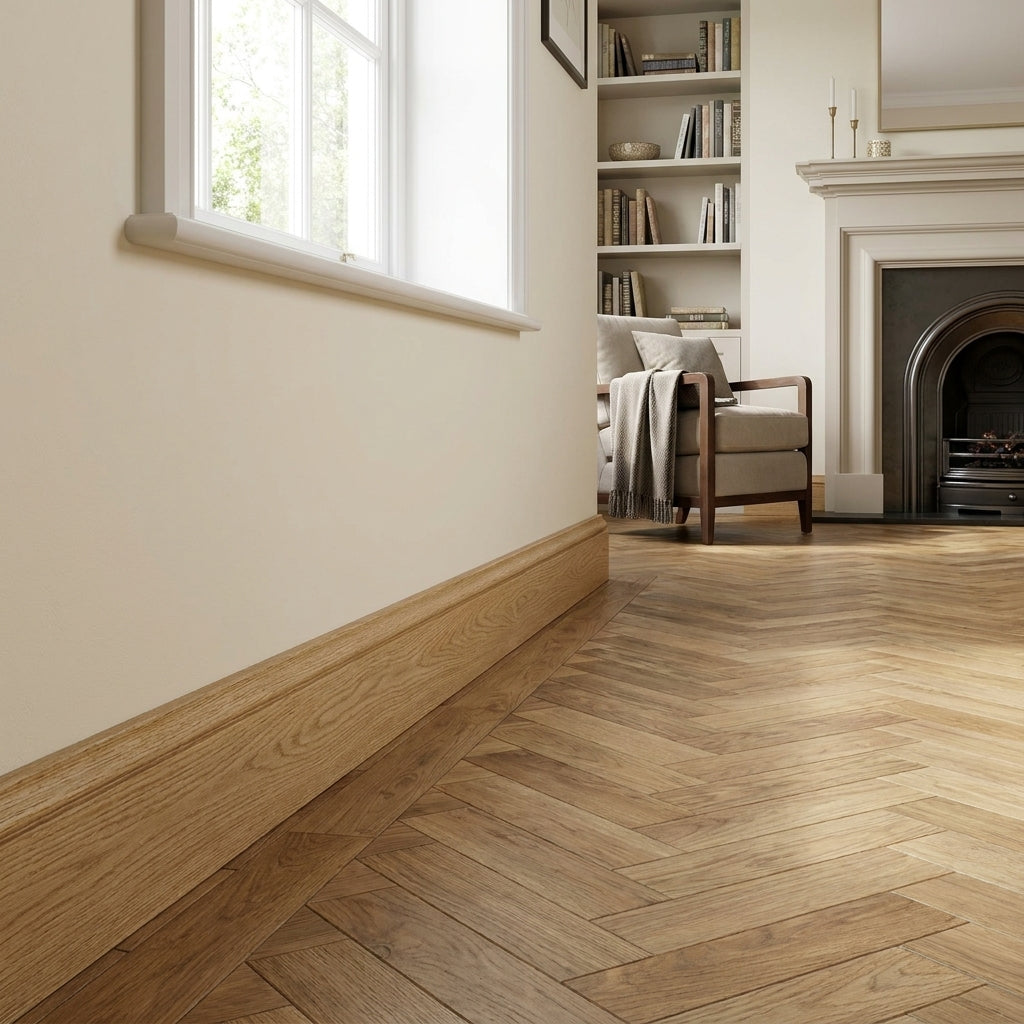 2.4m Dark Oak Round Pencil Skirting Board 2400 x 15 x 95mm