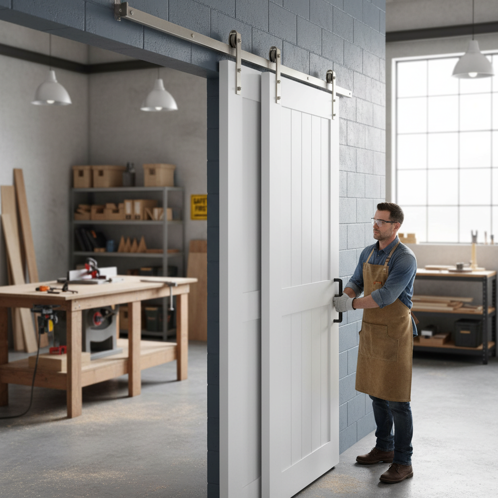 Satin Nickel Face Mounted Sliding Barn Door Track - 3m Le...