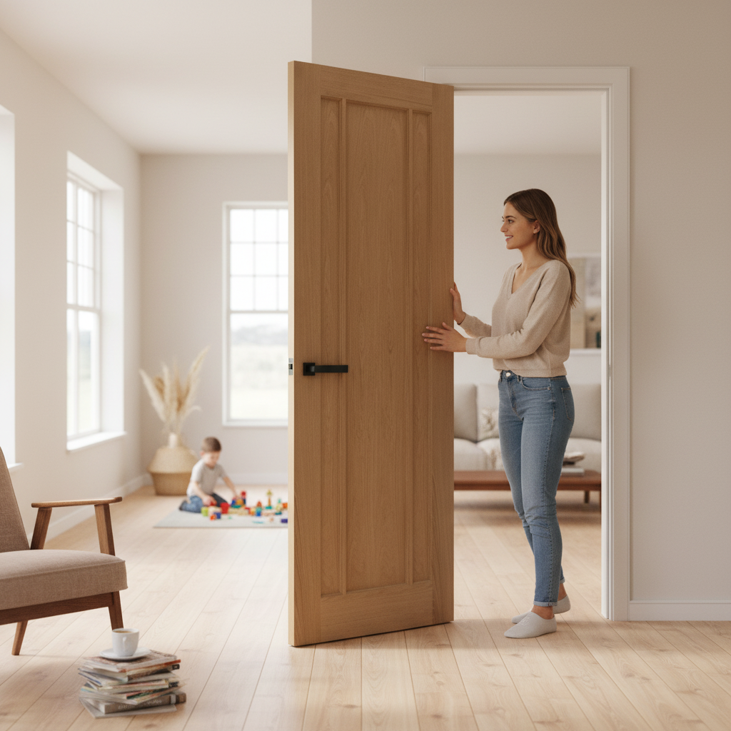 Premium Made-to-Measure Internal Oak Door with 3 Panels - Unfinished Design for Custom Finishing