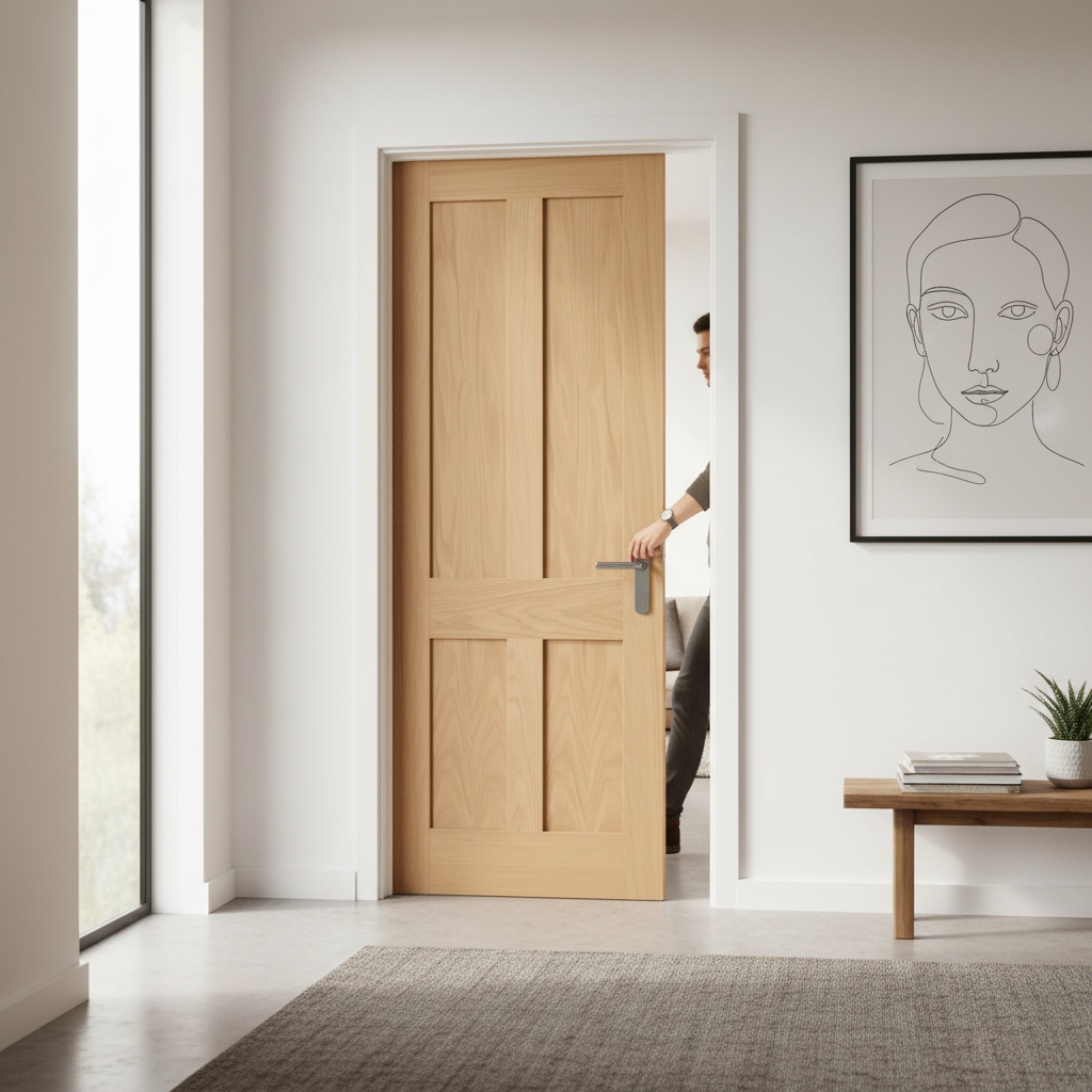 Premium Made-to-Measure 4 Panel Internal Oak Door - Unfinished for Custom Painting and Staining
