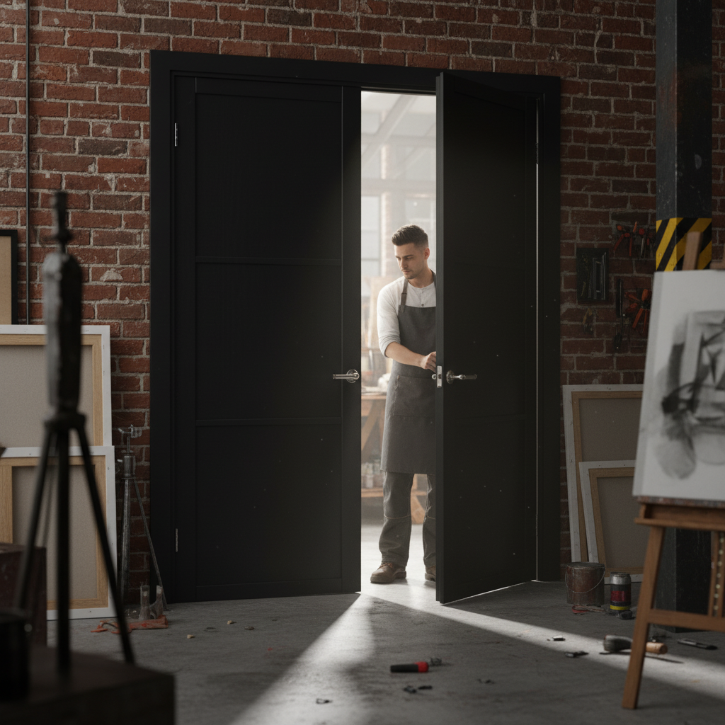 Fully Finished Industrial Studio 3 Panel Pair Door - Mode...