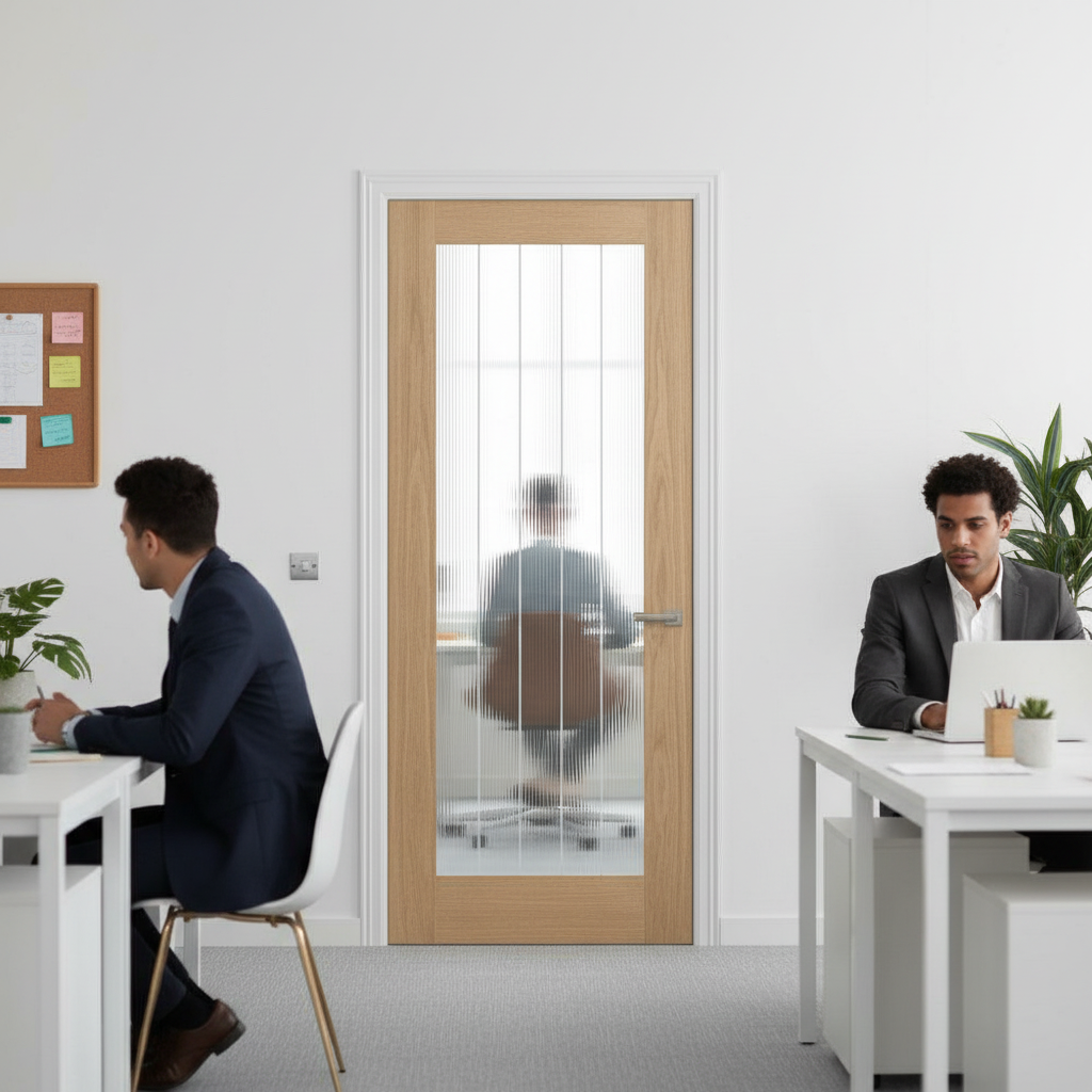 Premium Oak Internal Unfinished Made-to-Measure Door with 1 Light Obscure Glass for Custom Spaces