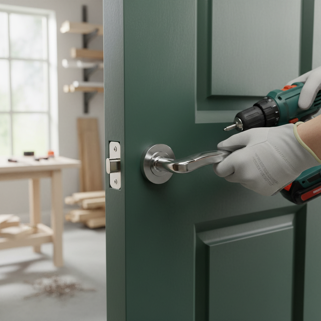 Lever Handle Set with Radius Corner Rose - Two-Tone Chrom...