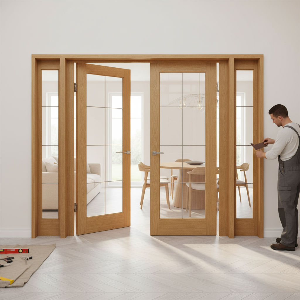 Oak Internal Fully Finished Room Divider Door Frame Kit -...