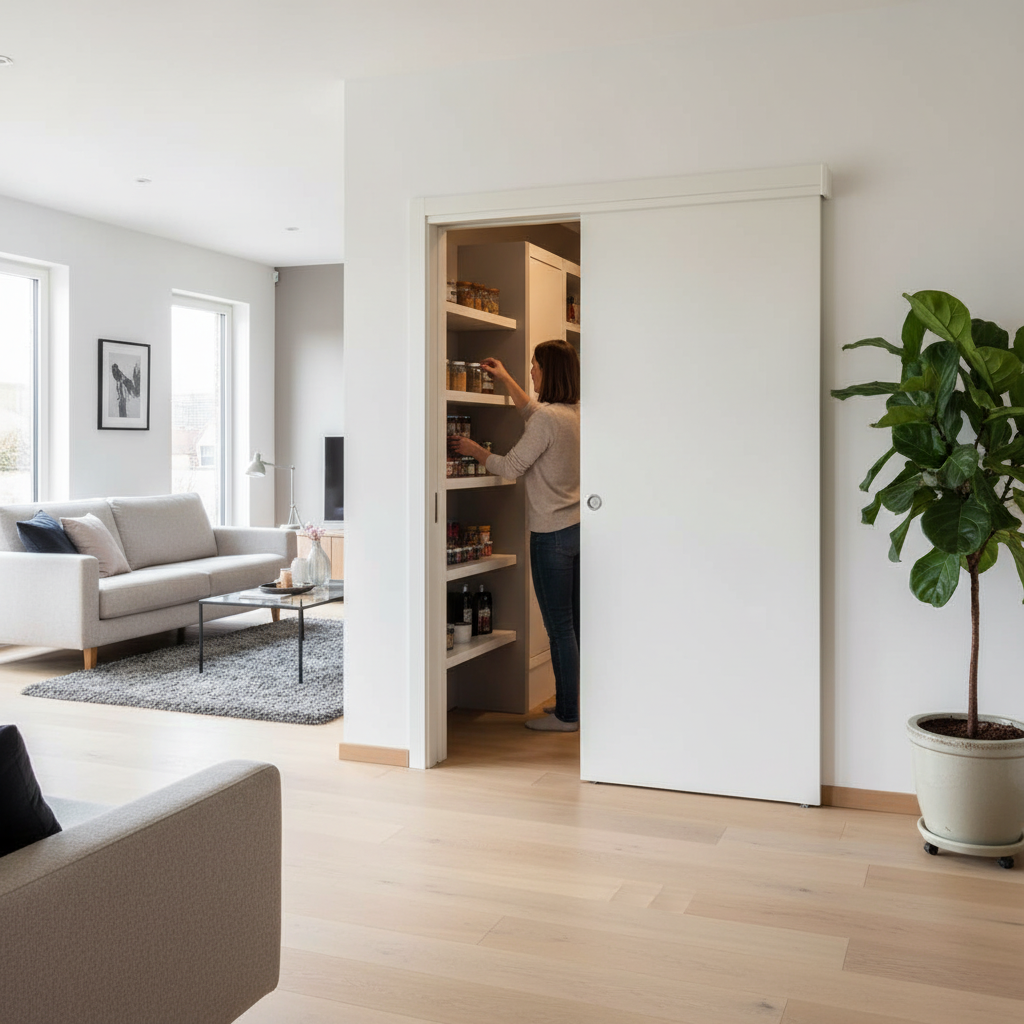 White Single Pocket Door System