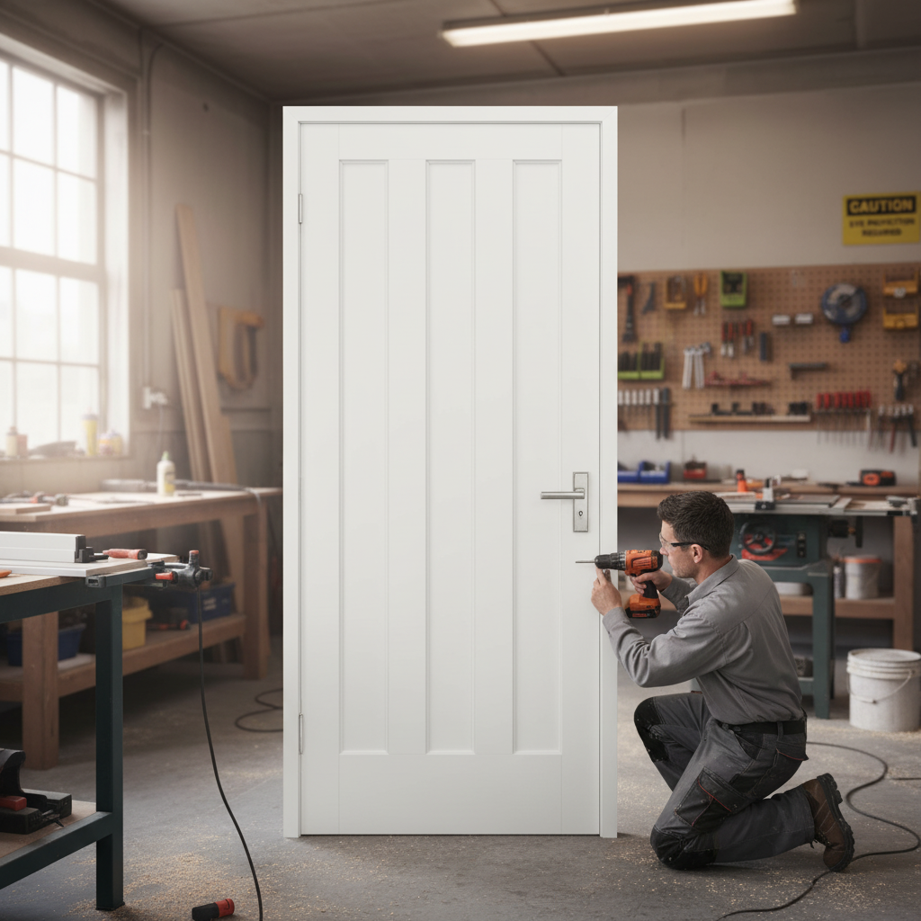 Premium Internal Primed 3 Panel Vertical Door - Durable, Sleek Design Ready for Custom Finish