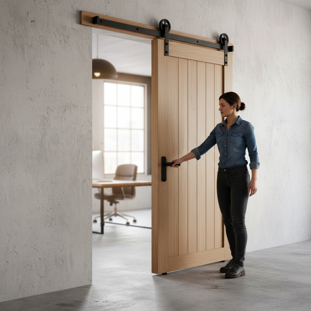 Matt Black Sliding Barn Door Track Bracket Pair - Stylish
